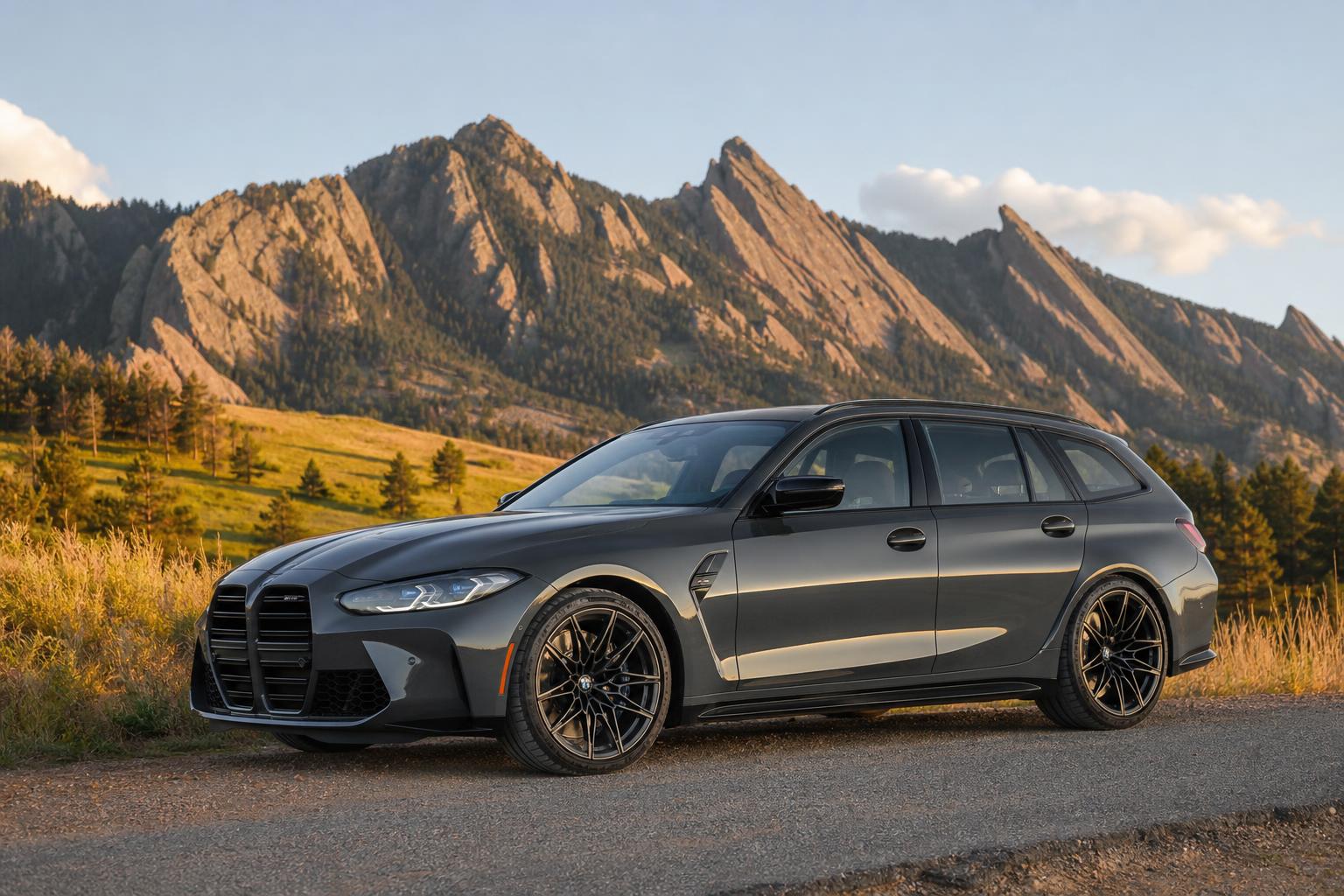 German sedan on a Colorado mountain road near Boulder